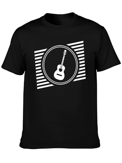 Guitar Graphic Tee - Black Casual T-Shirt