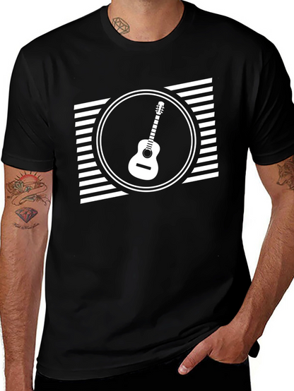 Guitar Graphic Tee - Black Casual T-Shirt