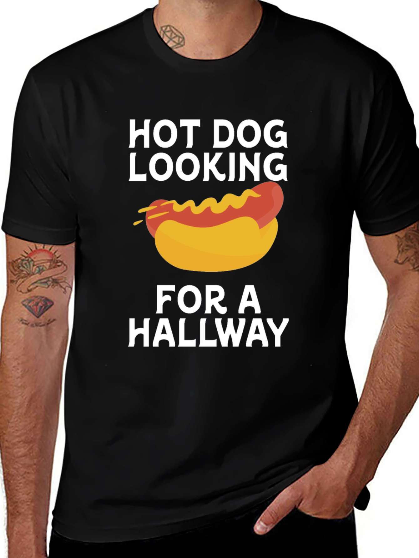 Hot Dog Looking For A Hallway Funny T-Shirt