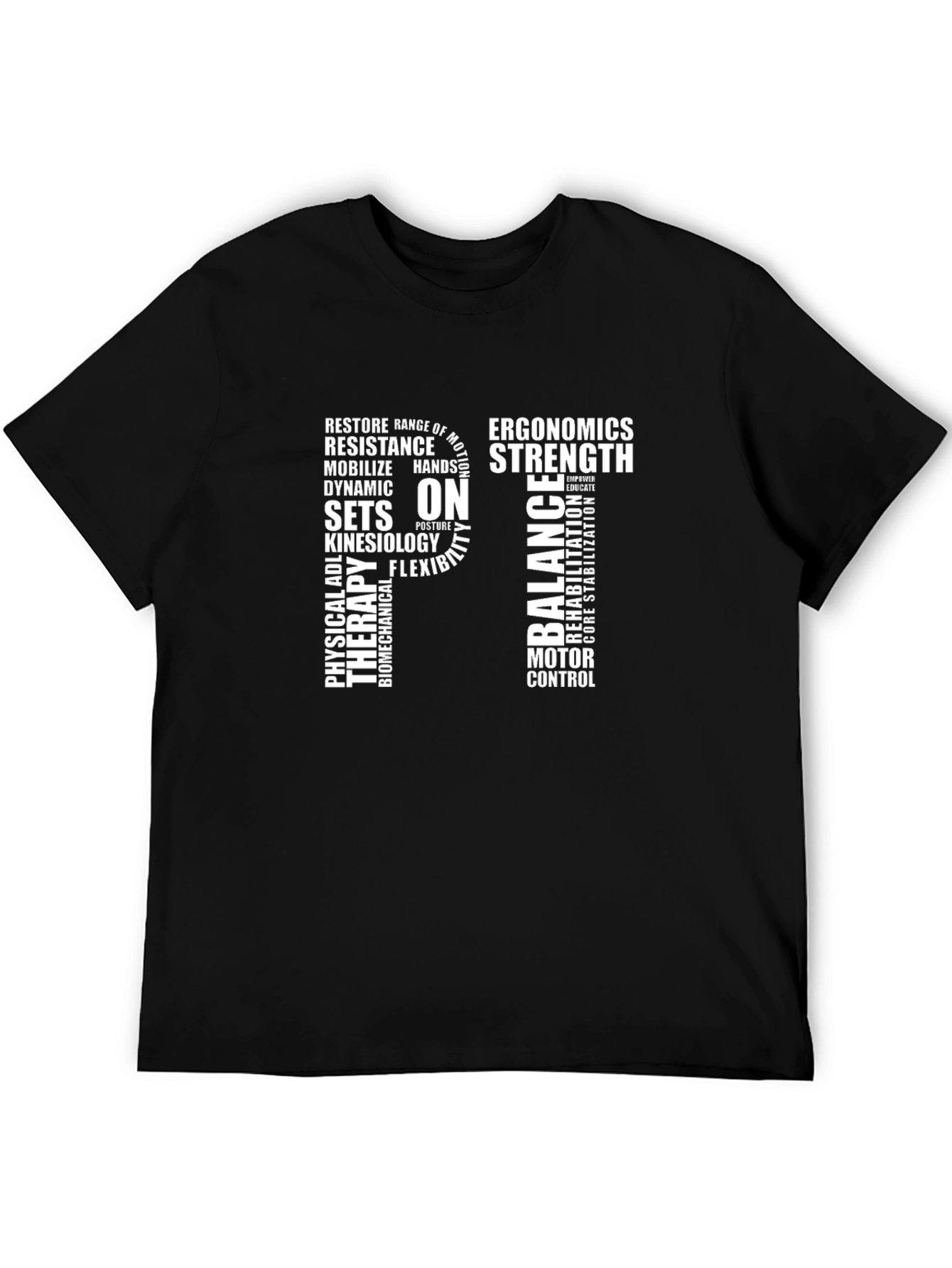 Physical Therapy Word Art Black T-Shirt