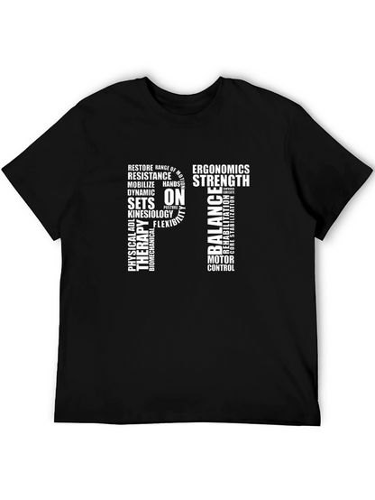 Physical Therapy Word Art Black T-Shirt