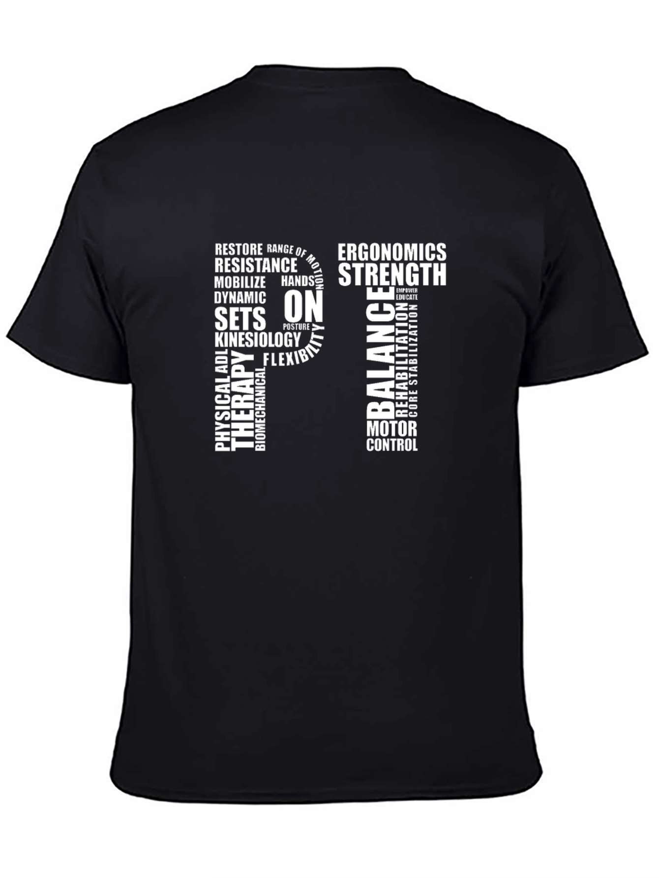 Physical Therapy Word Art Black T-Shirt