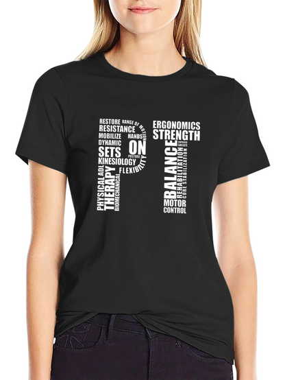 Physical Therapy Word Art Black T-Shirt