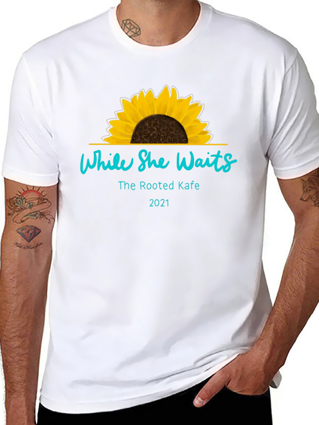 While She Waits Sunflower T-Shirt