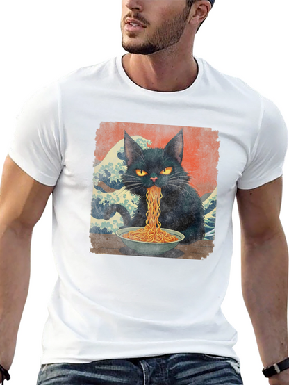 Black Cat Ramen T-Shirt - Unique Graphic Tee