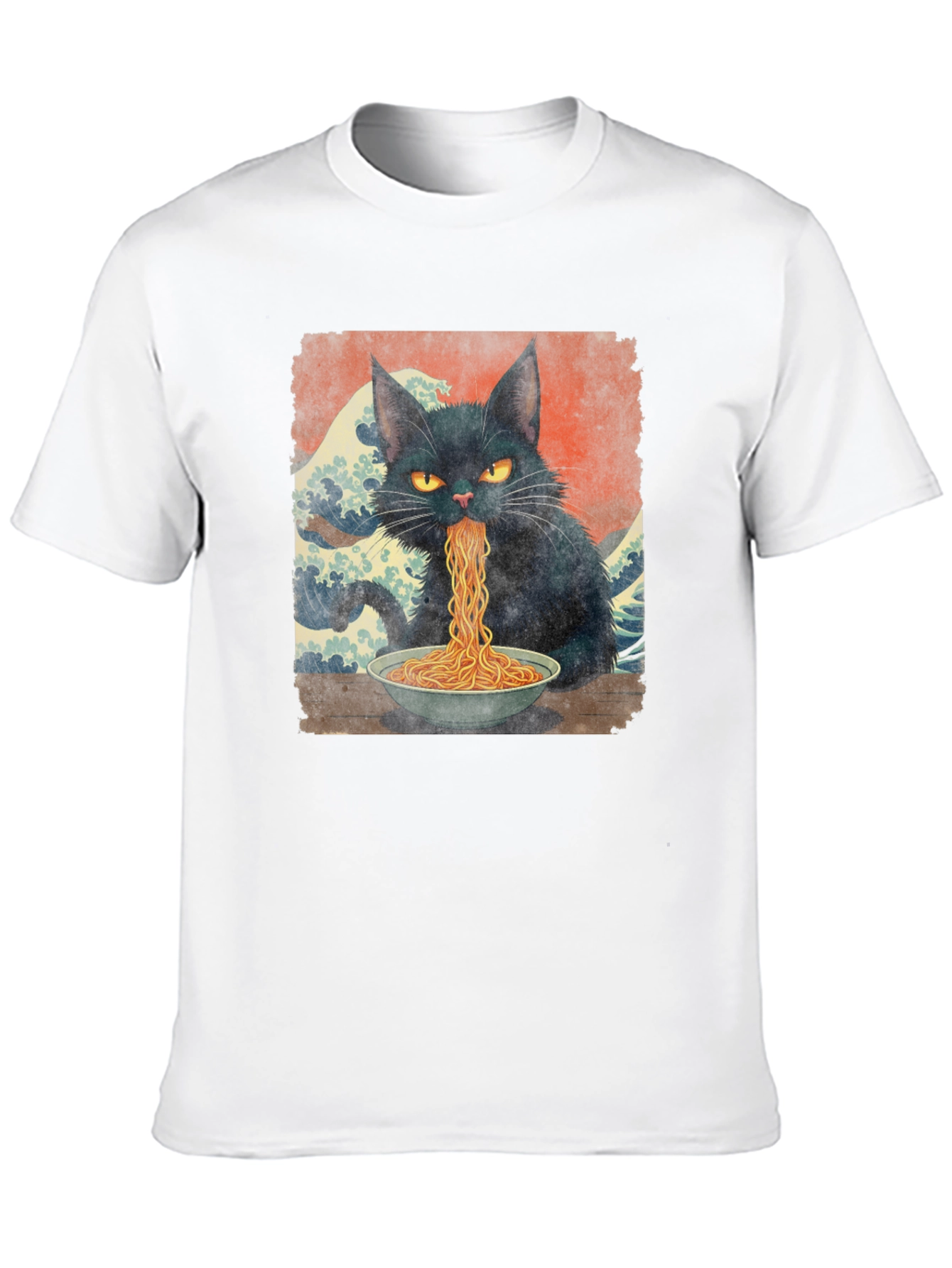 Black Cat Ramen T-Shirt - Unique Graphic Tee