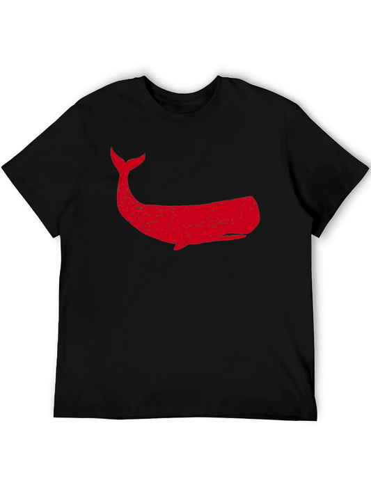 Red Whale Graphic Tee - Black Cotton T-Shirt