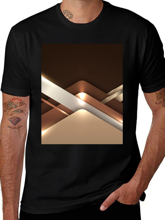 Abstract Geometric Design Graphic Tee - Black