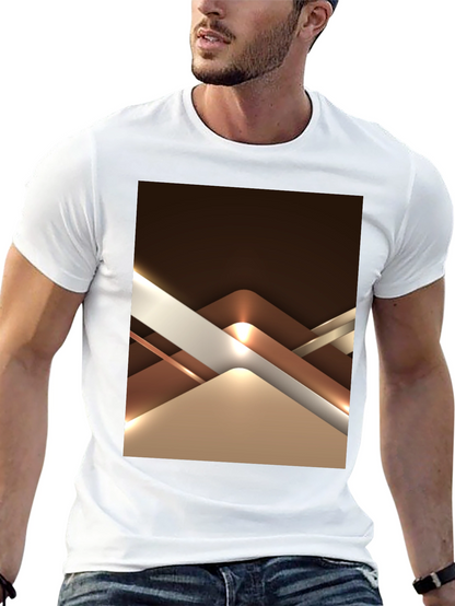 Abstract Geometric Design Graphic Tee - Black