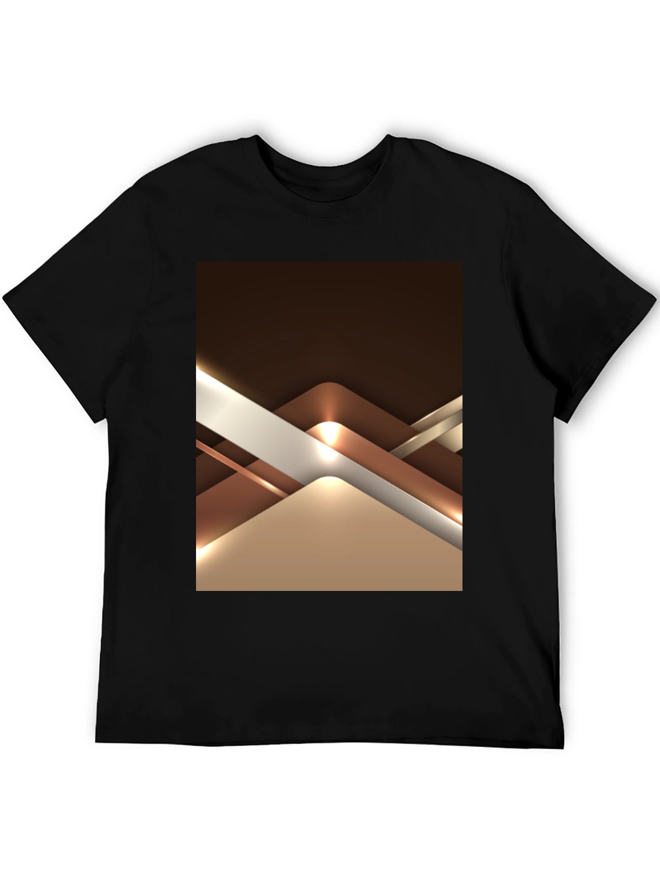 Abstract Geometric Design Graphic Tee - Black