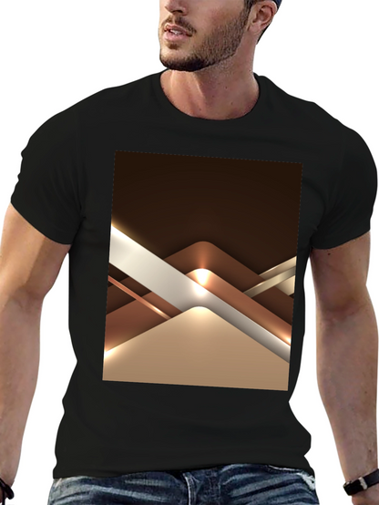 Abstract Geometric Design Graphic Tee - Black