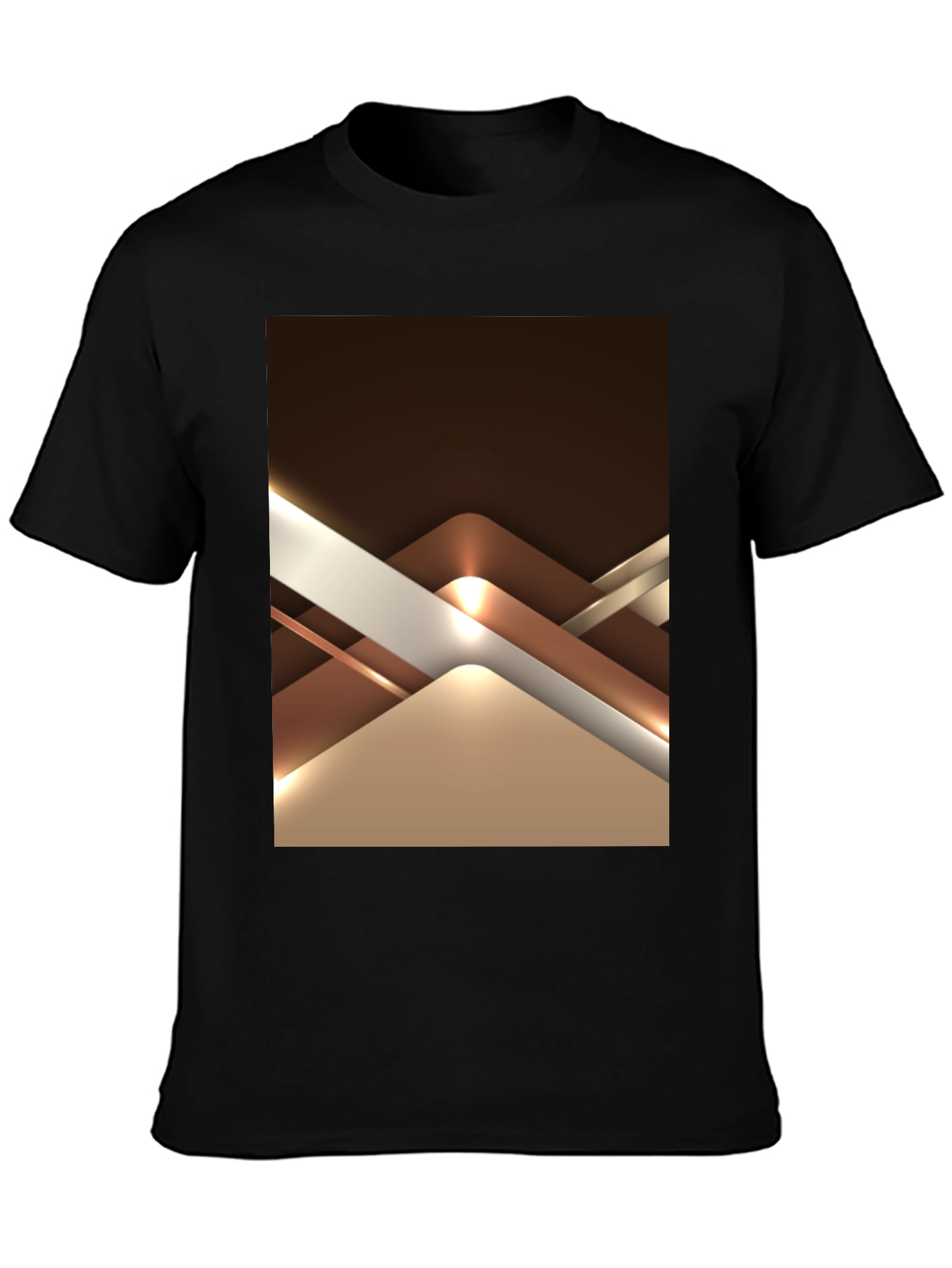 Abstract Geometric Design Graphic Tee - Black