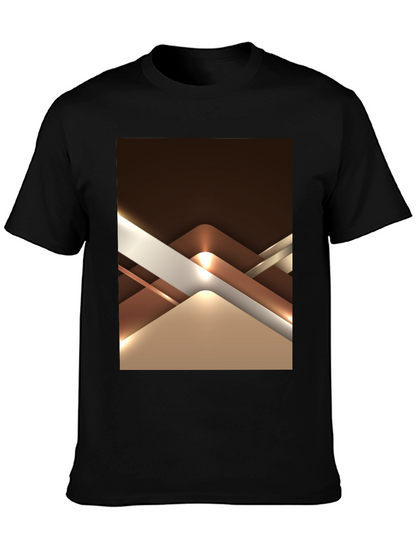 Abstract Geometric Design Graphic Tee - Black