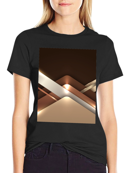 Abstract Geometric Design Graphic Tee - Black