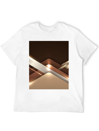 Abstract Geometric Design Graphic Tee - Black