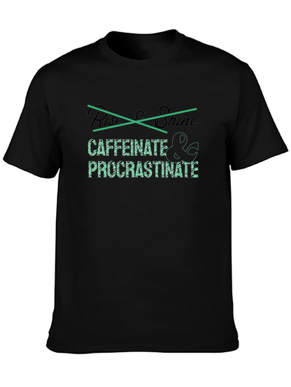 Caffeinate & Procrastinate Black T-Shirt - Sarcastic Graphic Tee
