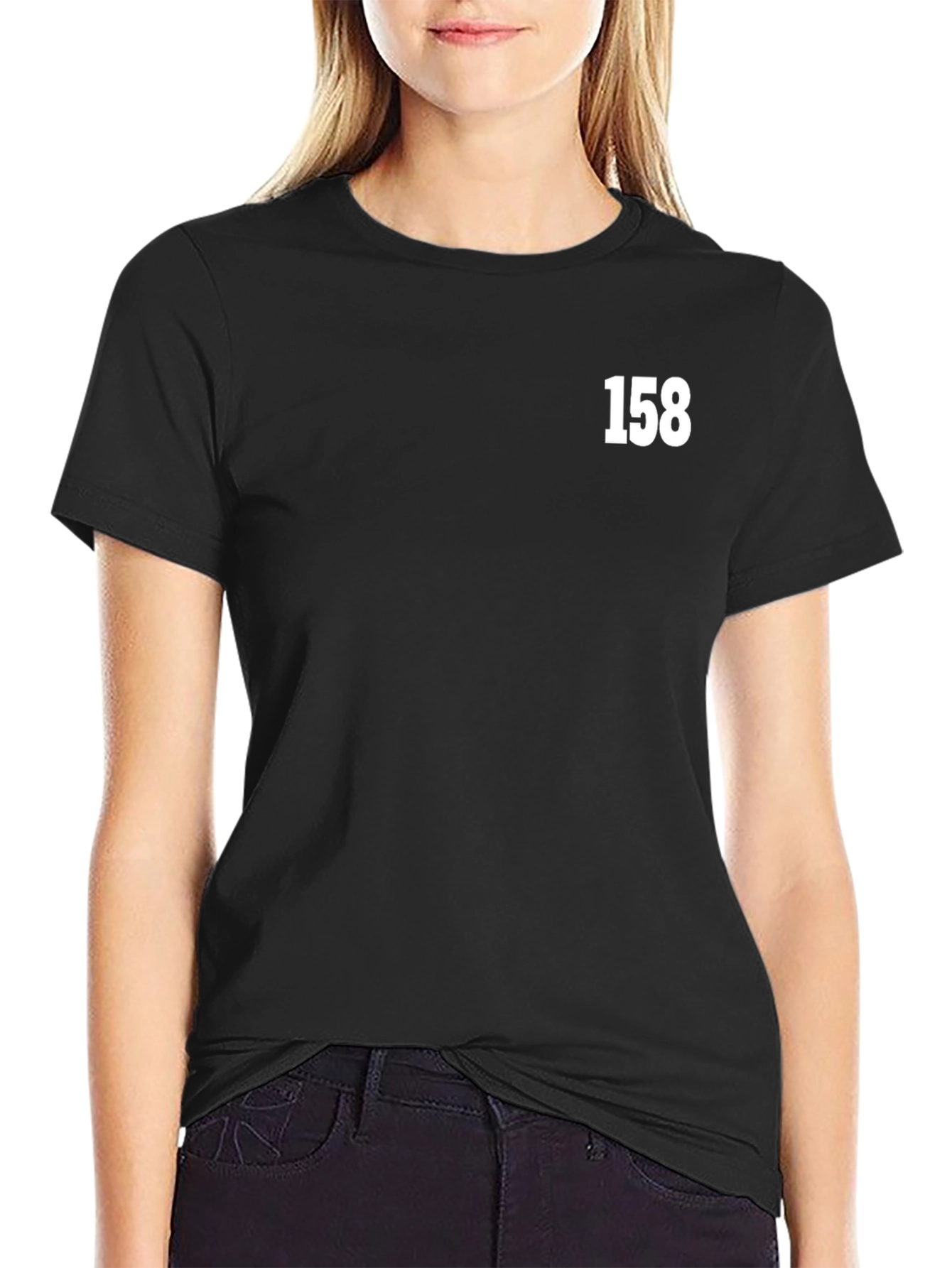 Black Tee with White Number 158