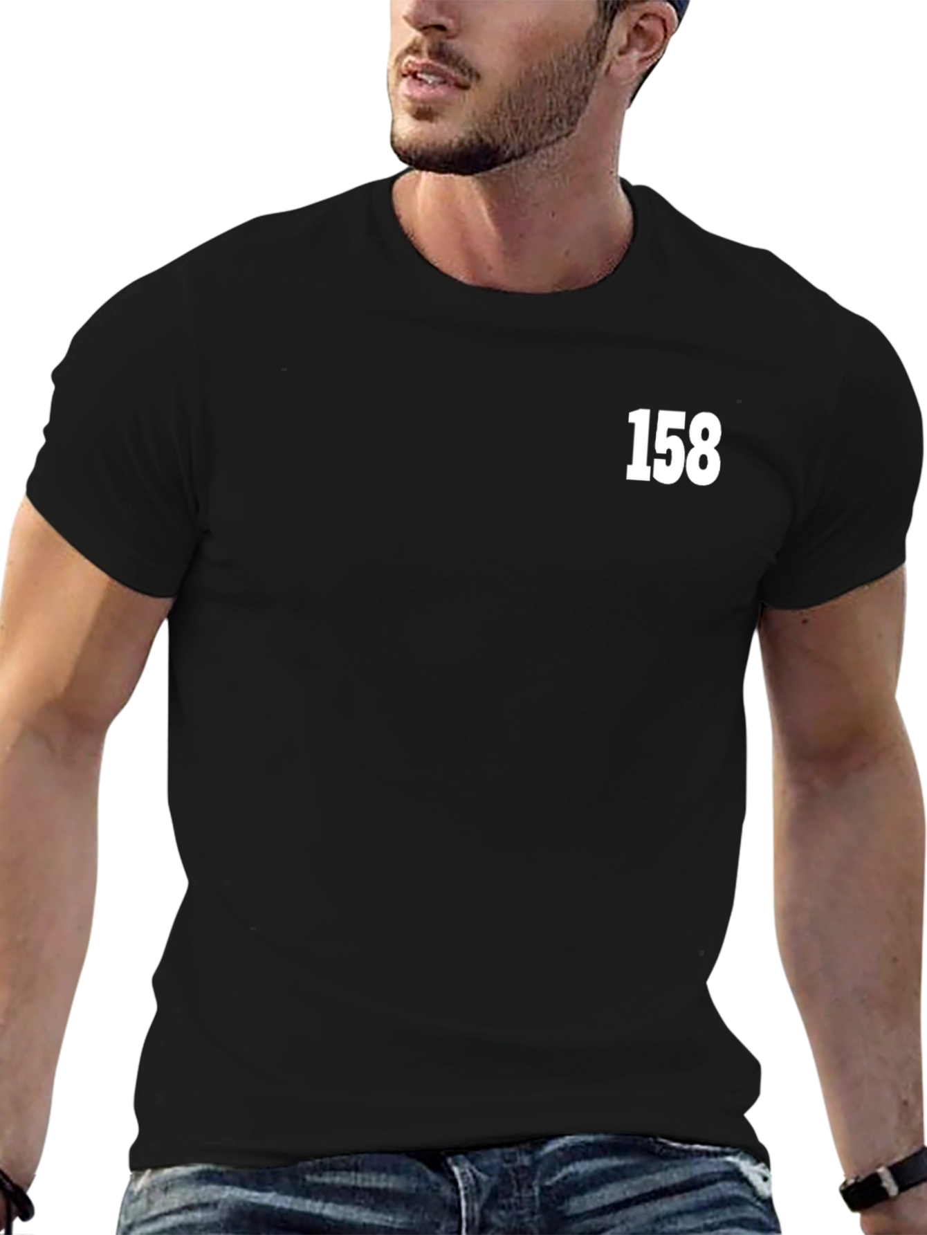 Black Tee with White Number 158