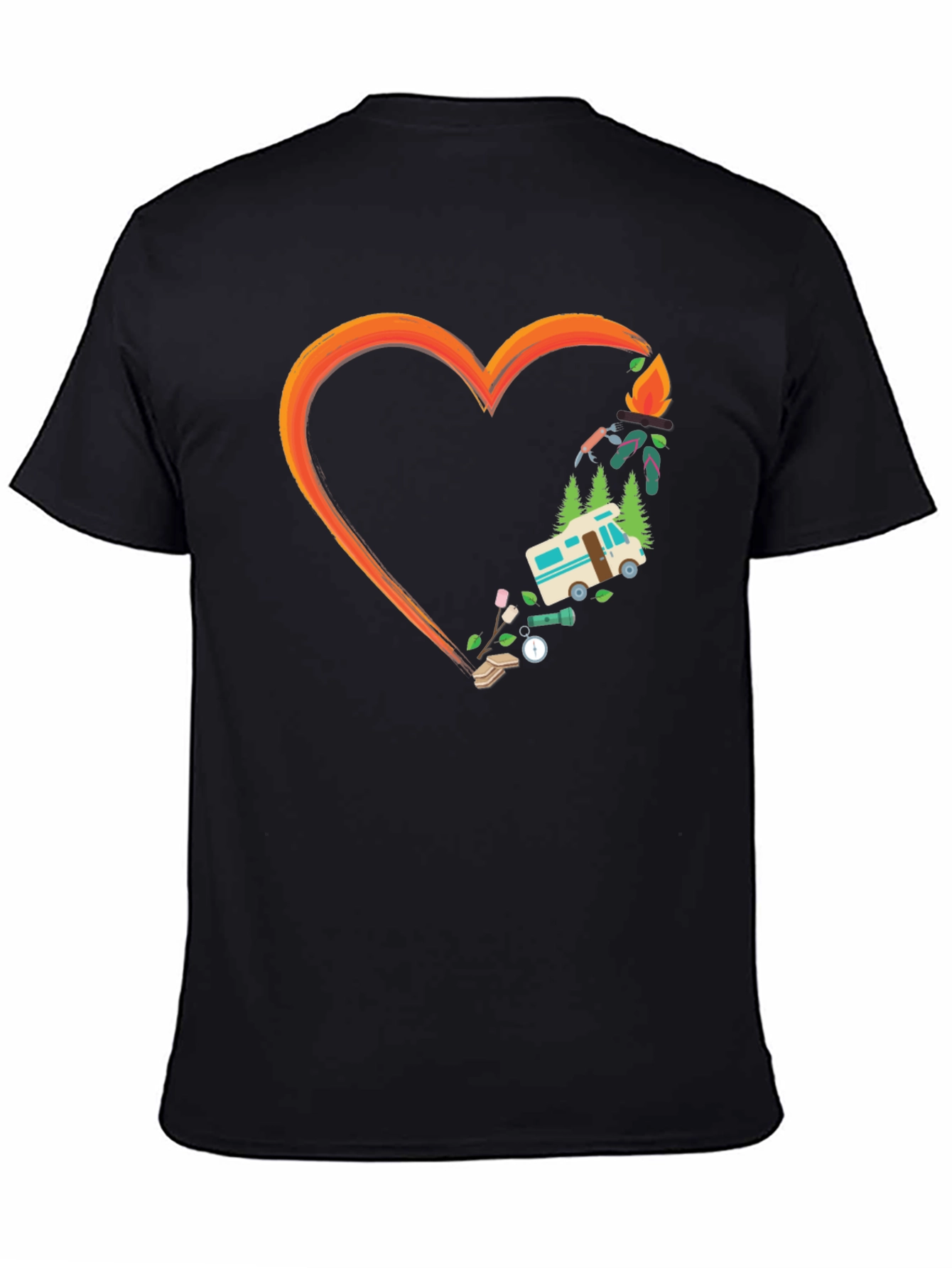 Camping Heart Graphic Tee - Outdoor Adventure Shirt