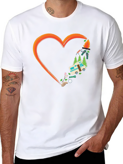 Camping Heart Graphic Tee - Outdoor Adventure Shirt