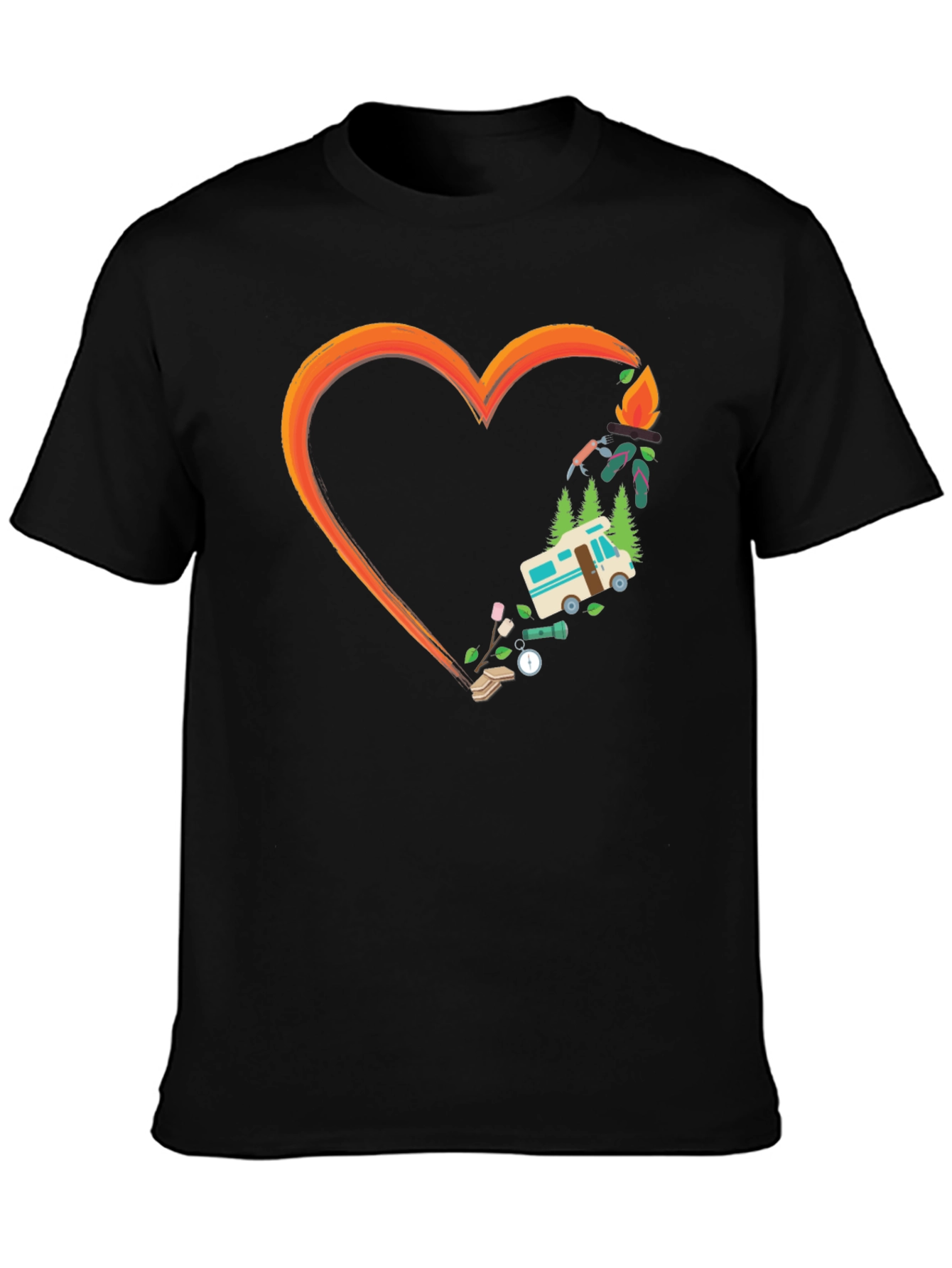 Camping Heart Graphic Tee - Outdoor Adventure Shirt