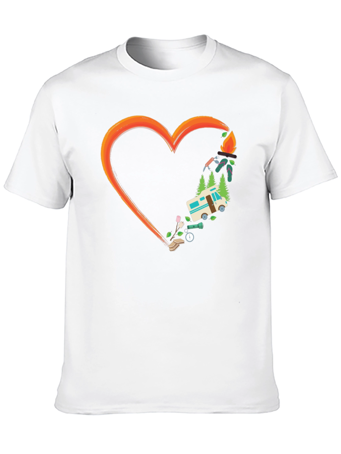 Camping Heart Graphic Tee - Outdoor Adventure Shirt