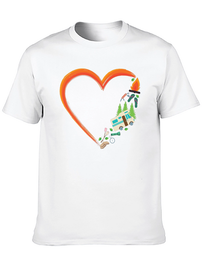 Camping Heart Graphic Tee - Outdoor Adventure Shirt