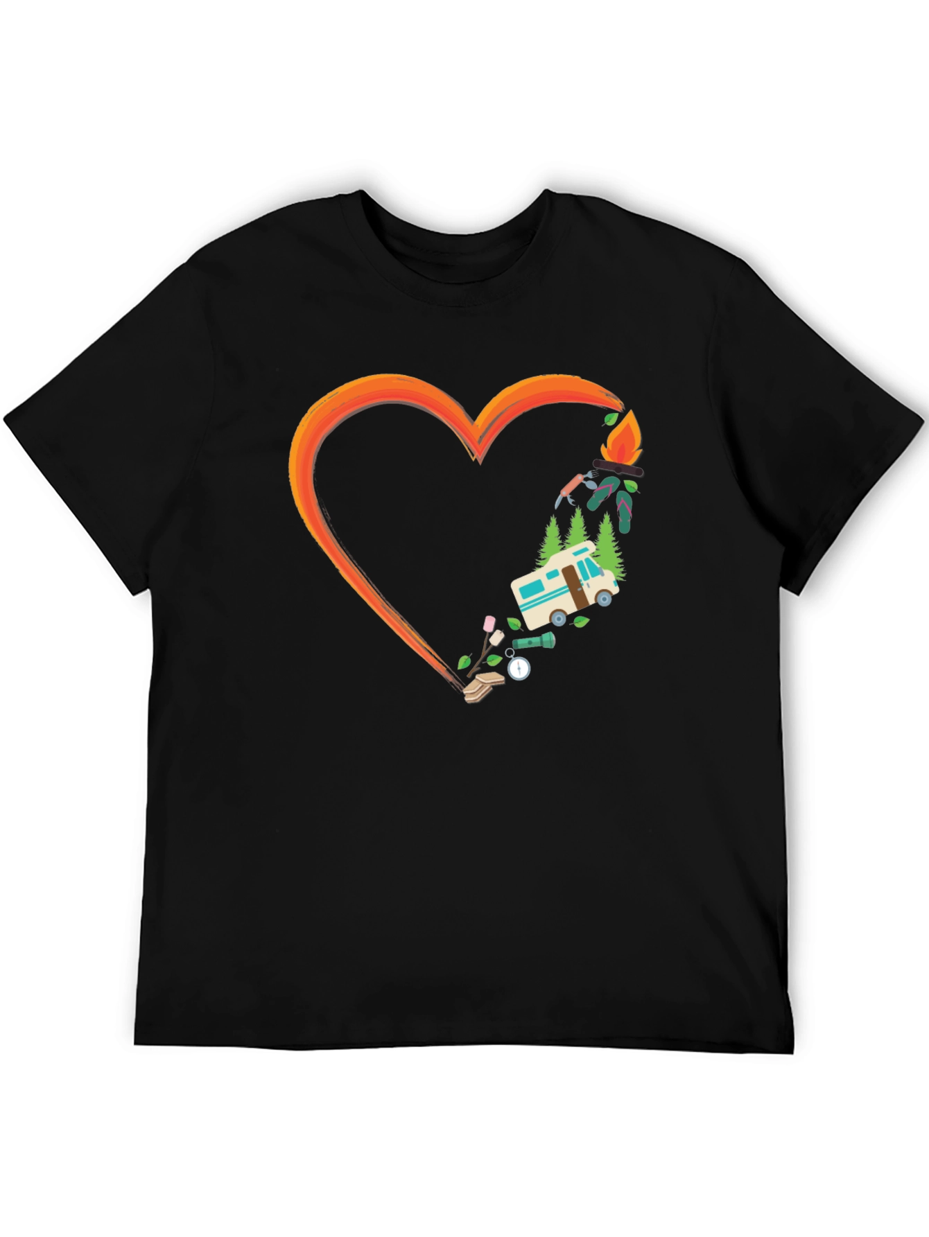 Camping Heart Graphic Tee - Outdoor Adventure Shirt