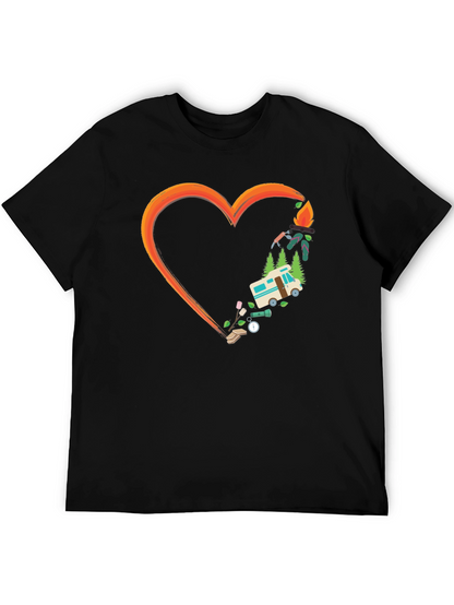Camping Heart Graphic Tee - Outdoor Adventure Shirt
