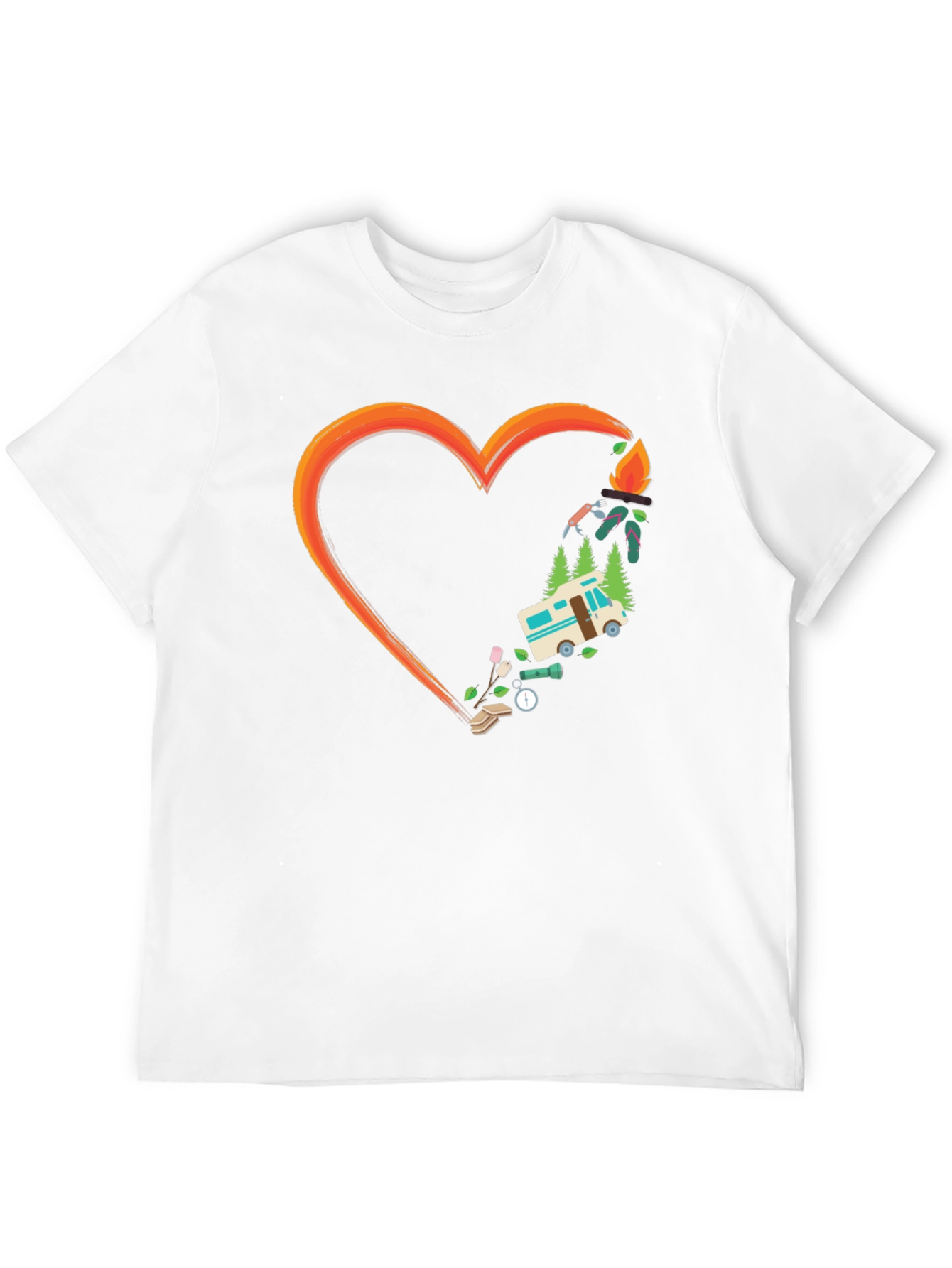 Camping Heart Graphic Tee - Outdoor Adventure Shirt