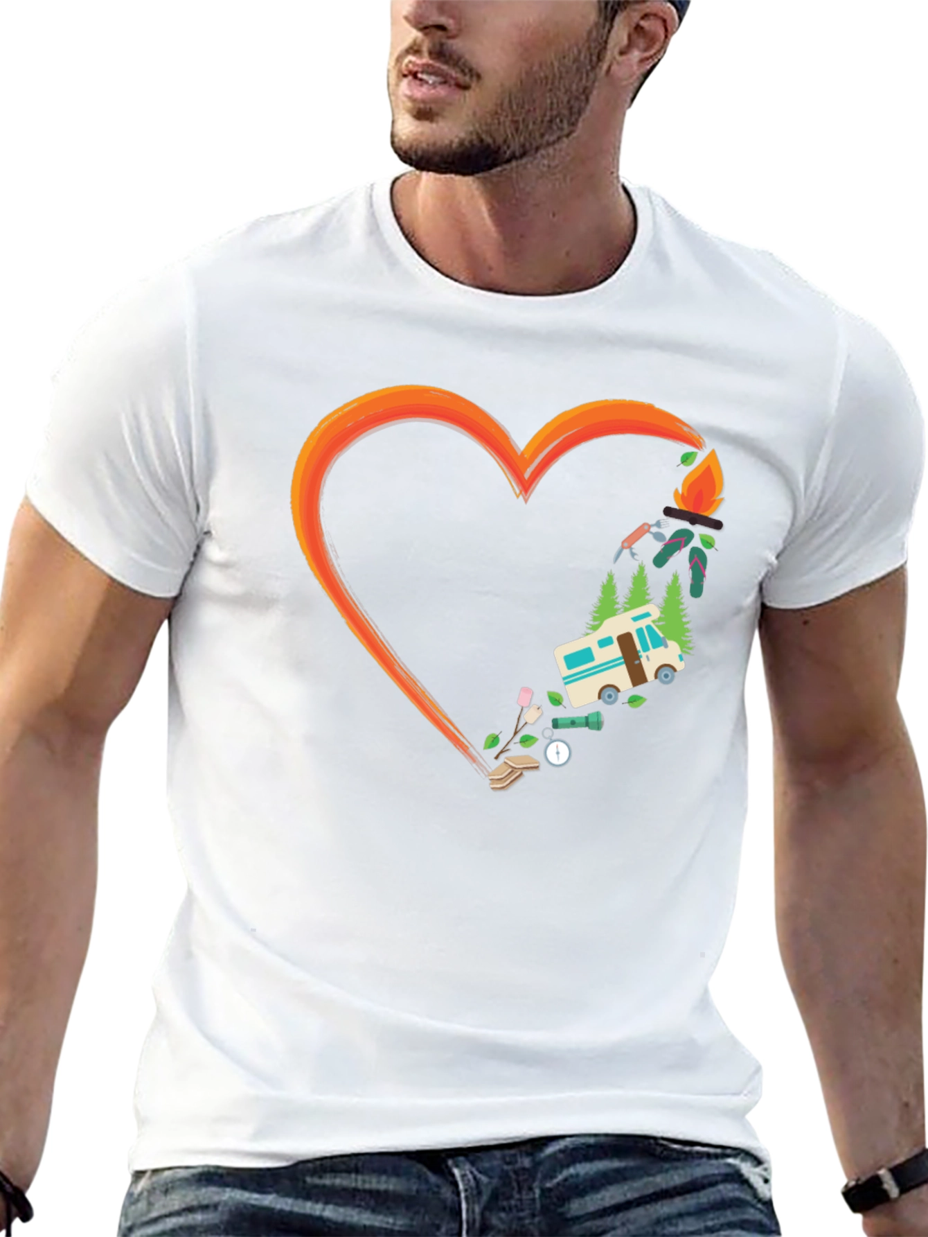 Camping Heart Graphic Tee - Outdoor Adventure Shirt