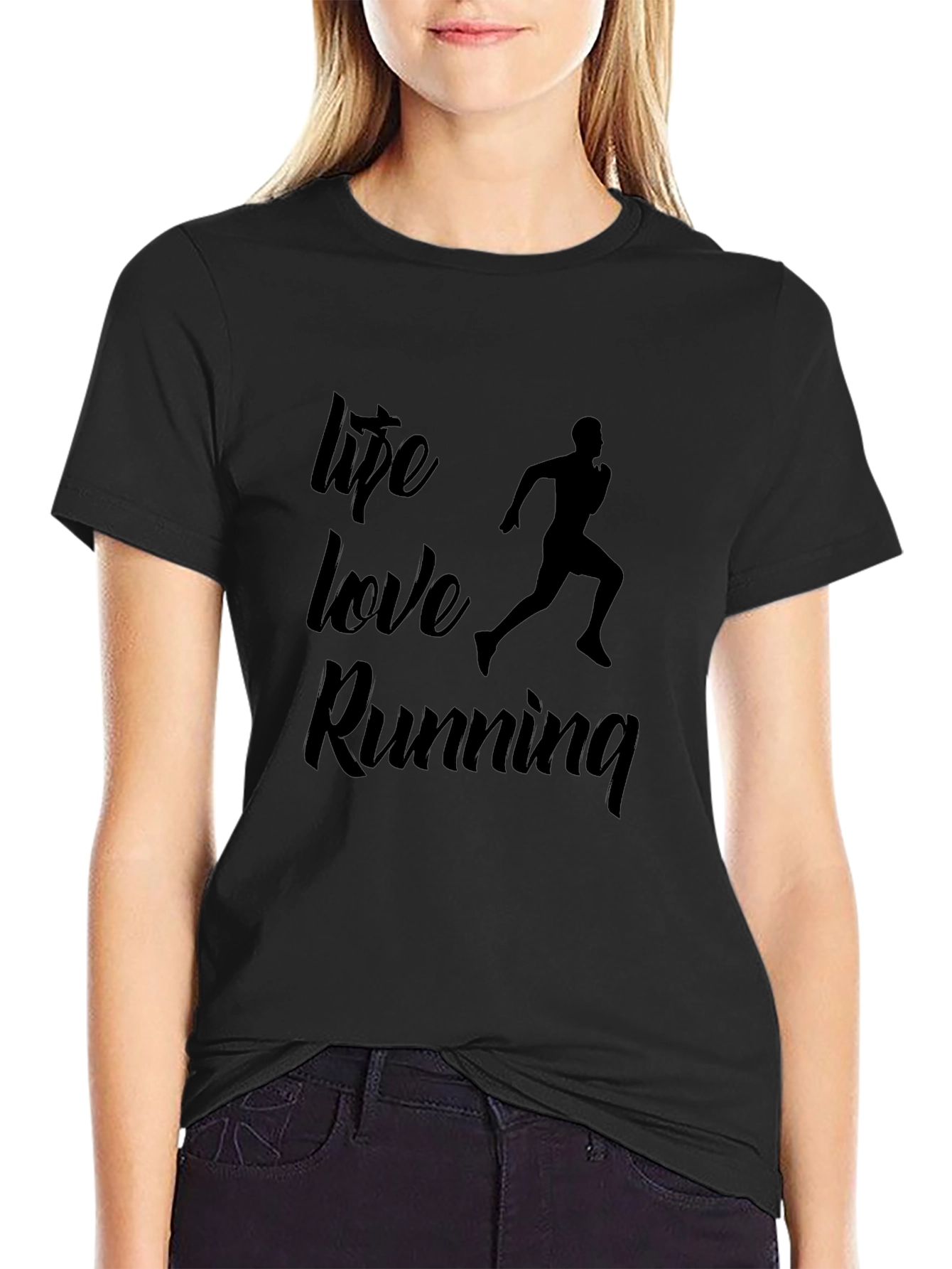 Life Love Running Black Graphic Tee
