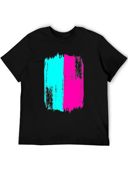 Bold Brushstroke Tee - Cyan & Magenta Graphic Print