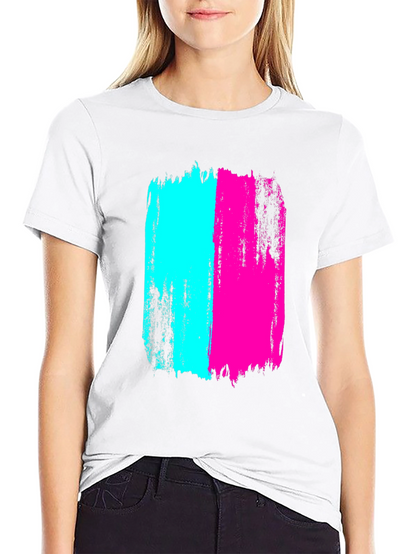 Bold Brushstroke Tee - Cyan & Magenta Graphic Print