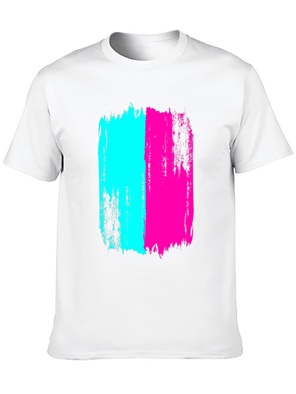Bold Brushstroke Tee - Cyan & Magenta Graphic Print