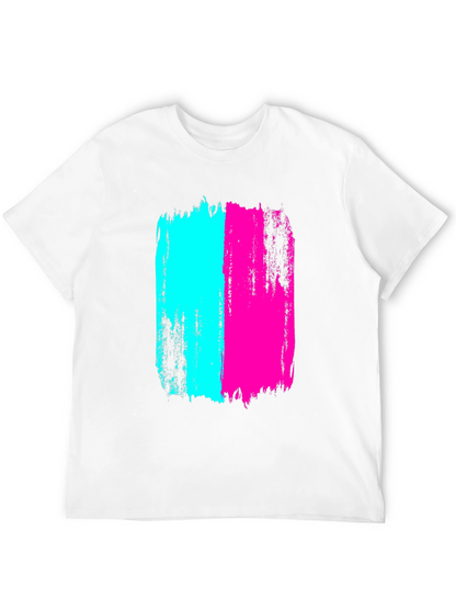 Bold Brushstroke Tee - Cyan & Magenta Graphic Print