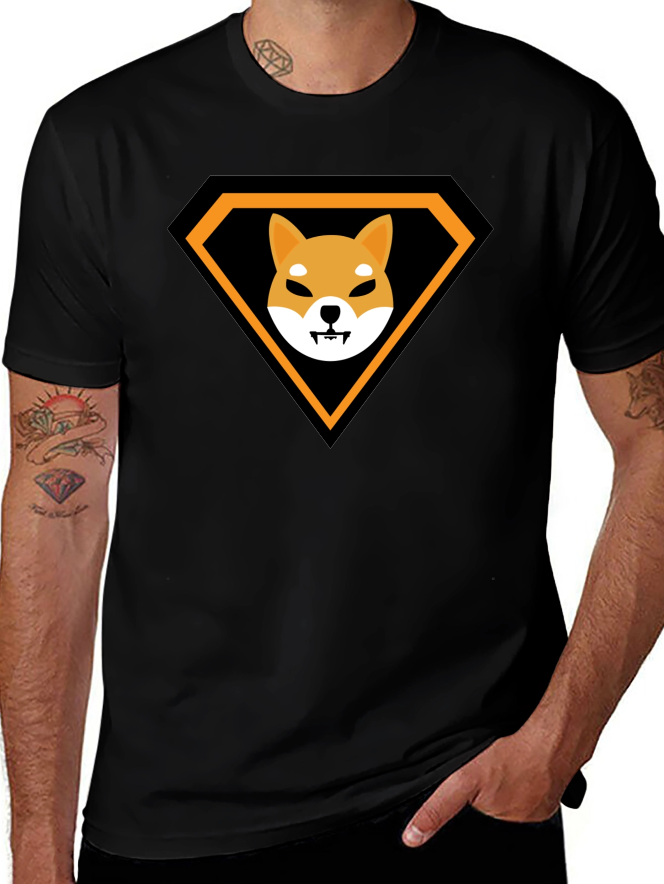 Shiba Inu Superhero Black T-Shirt