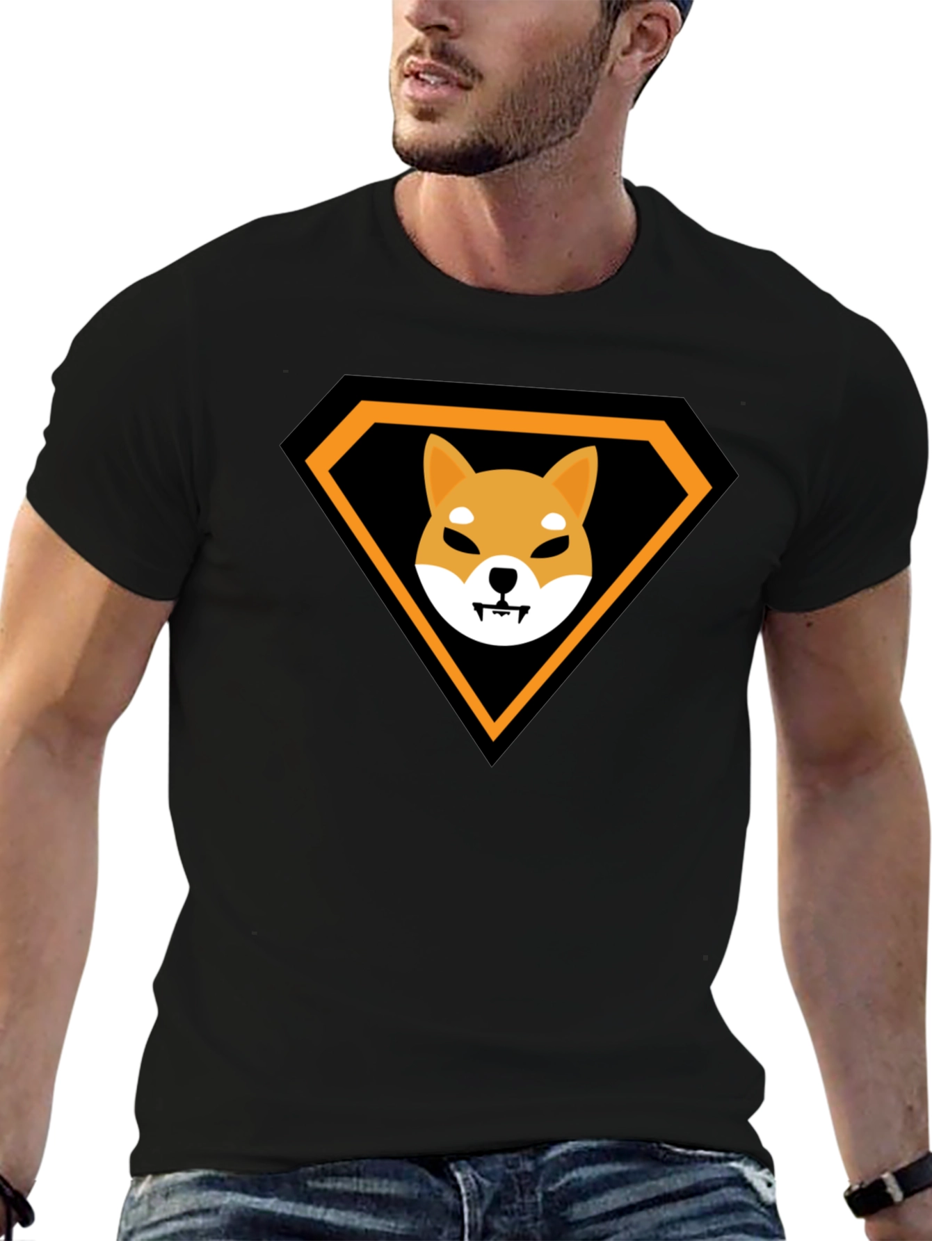 Shiba Inu Superhero Black T-Shirt