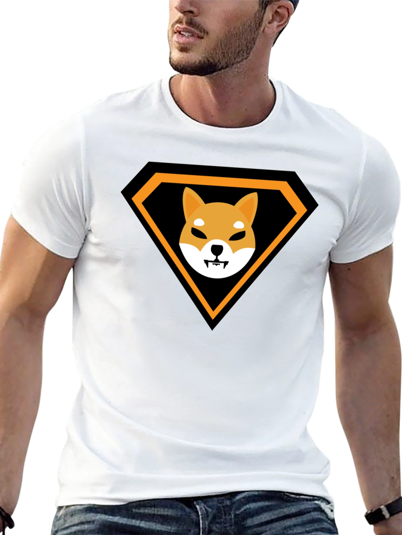 Shiba Inu Superhero Black T-Shirt