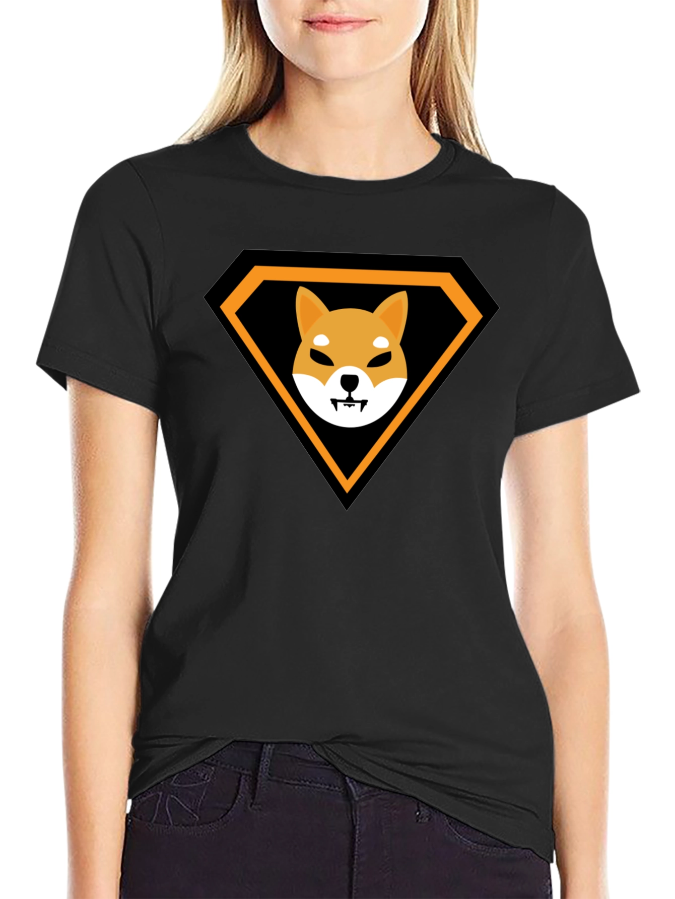 Shiba Inu Superhero Black T-Shirt