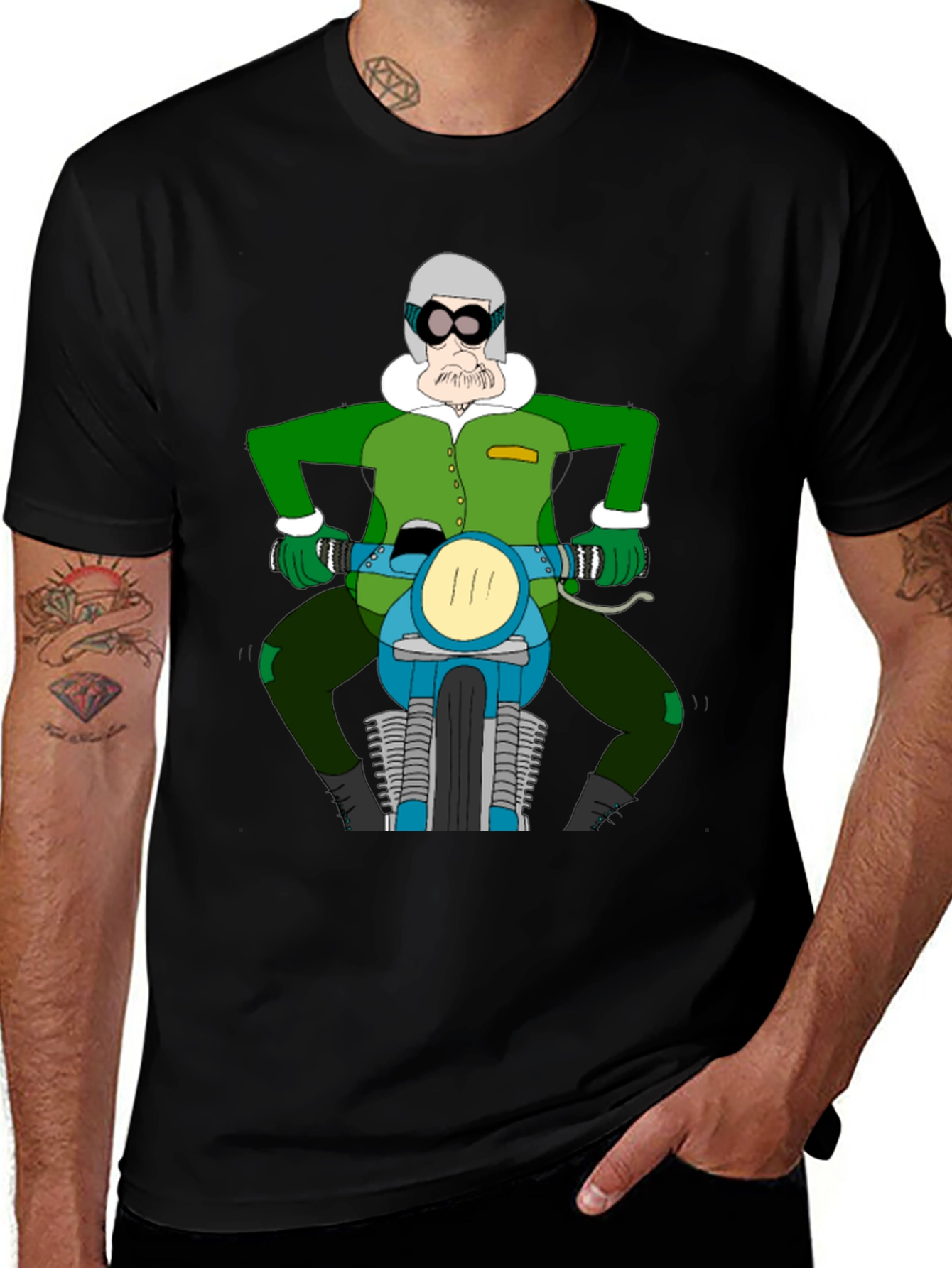 Cartoon Biker T-Shirt - Quirky Design