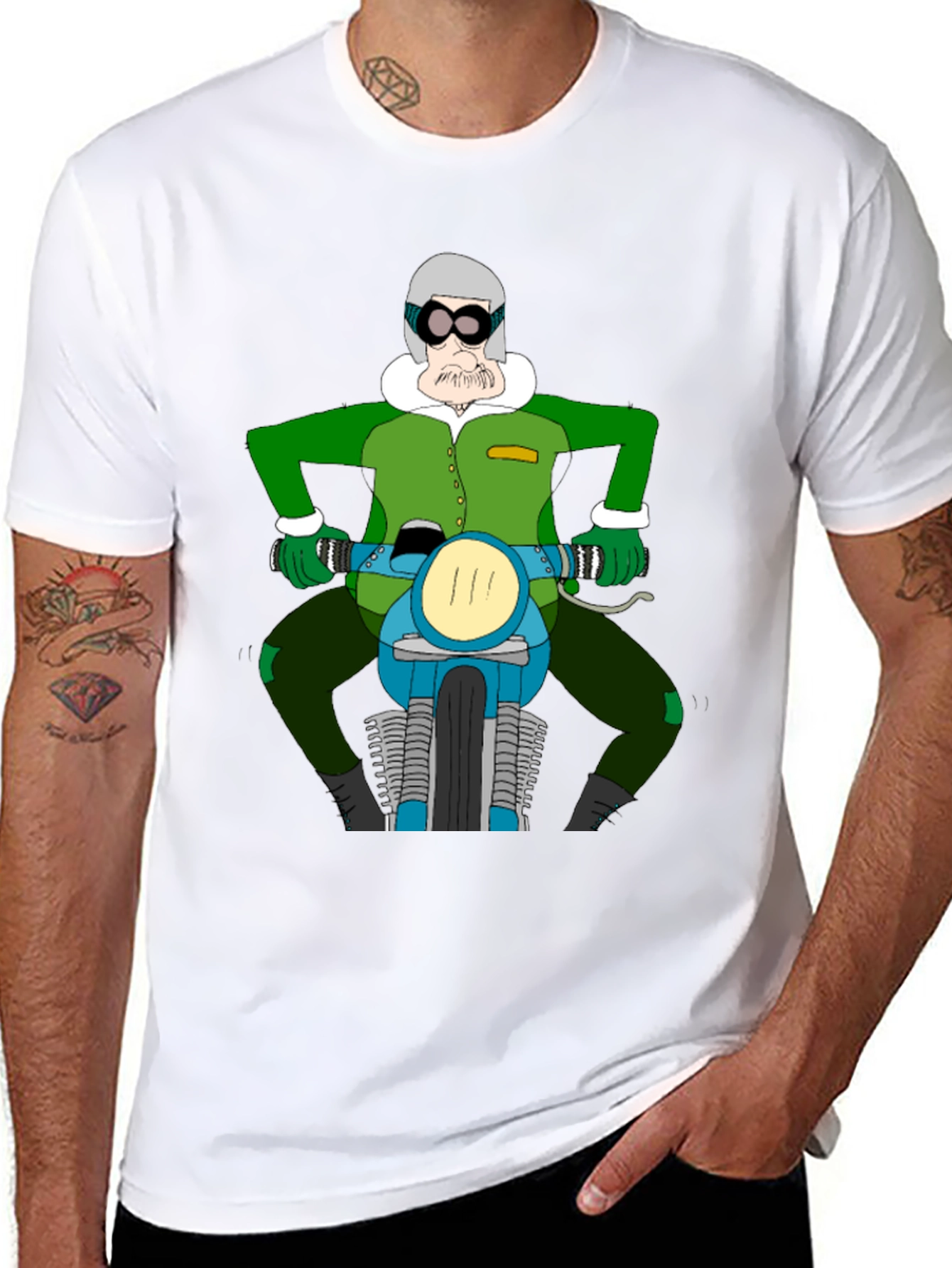 Cartoon Biker T-Shirt - Quirky Design