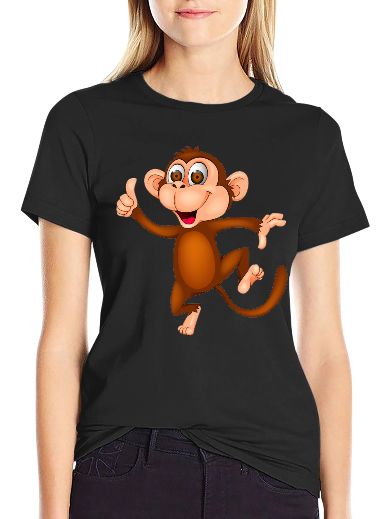 Funny Monkey Graphic T-Shirt - Black Casual Tee