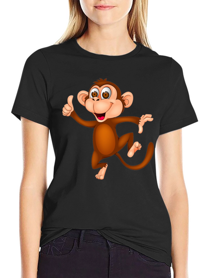 Funny Monkey Graphic T-Shirt - Black Casual Tee