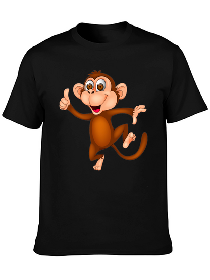 Funny Monkey Graphic T-Shirt - Black Casual Tee
