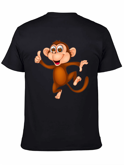 Funny Monkey Graphic T-Shirt - Black Casual Tee