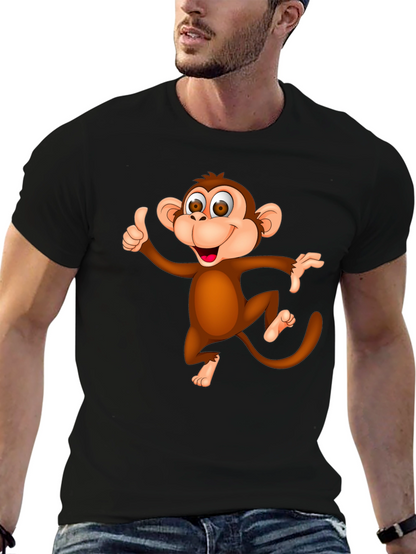Funny Monkey Graphic T-Shirt - Black Casual Tee