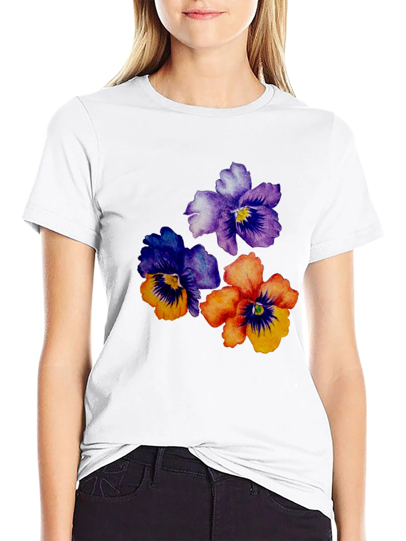 Floral Pansy Graphic Tee - Stylish Comfort