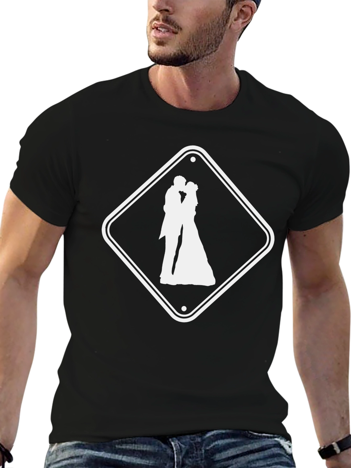 Wedding Ahead T-Shirt - Black Crew Neck Tee