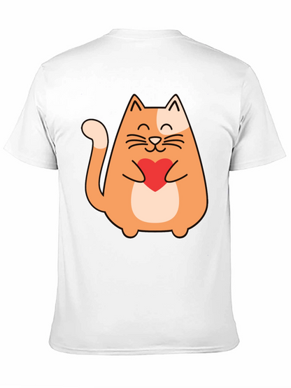 Cute Cat Holding Heart - Graphic Tee